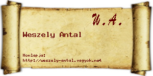 Weszely Antal névjegykártya